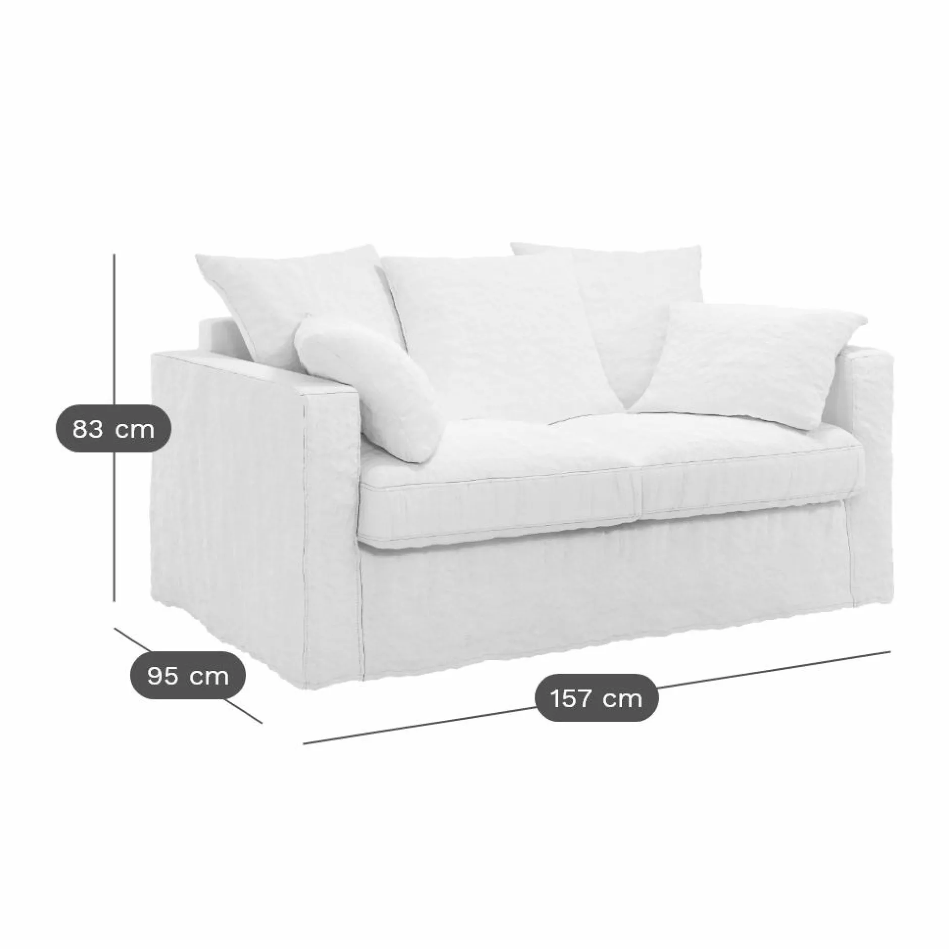 Canapés Fixes>Camif Canapé lin déhoussable Moëze - - 2 places Vert Kaki