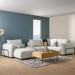 Canapés Modulables>Camif Canapé panoramique tissu Solal - - Méridienne gauche Beige