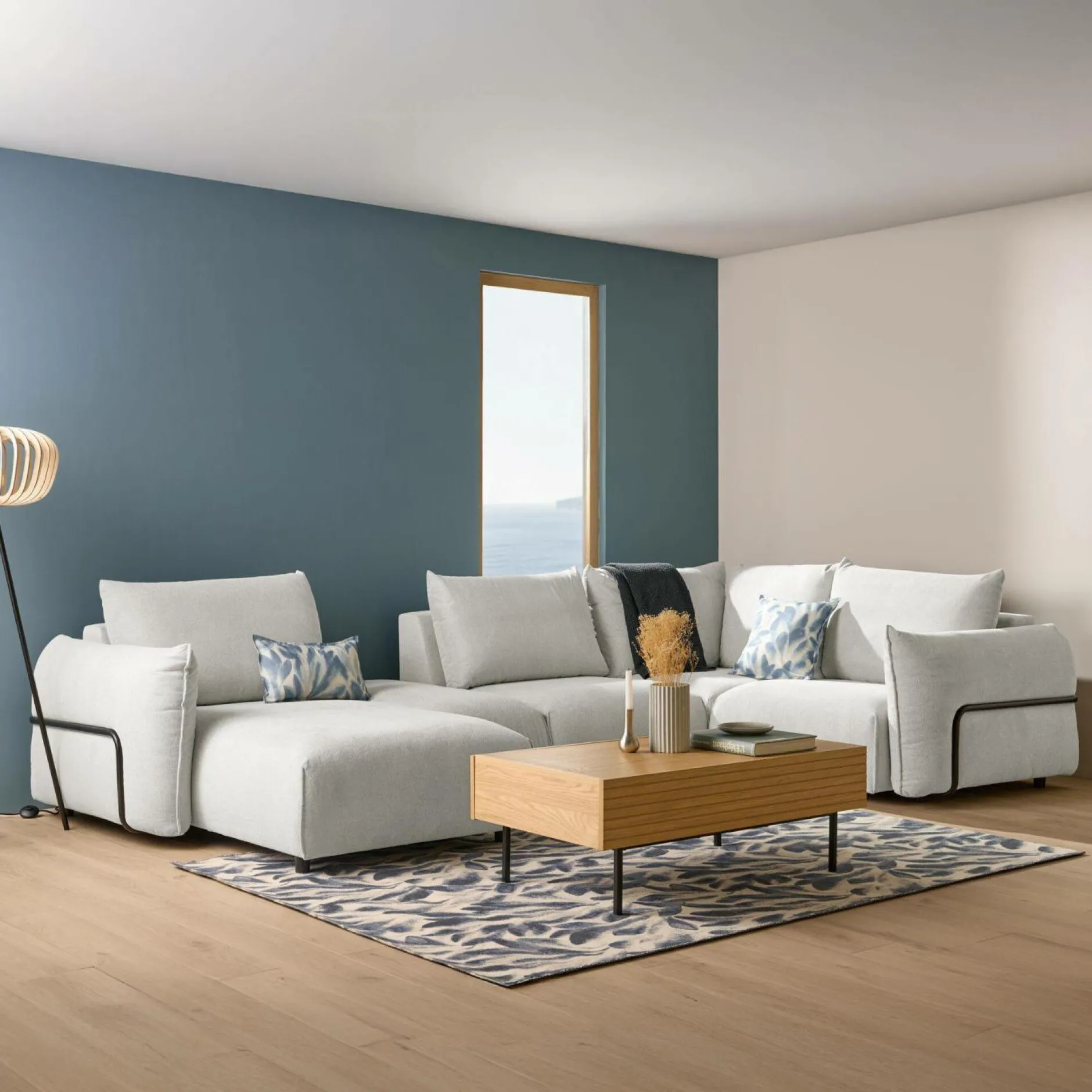 Canapés Modulables>Camif Canapé panoramique tissu Solal - - Méridienne gauche Beige