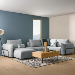 Canapés Modulables>Camif Canapé panoramique tissu Solal - - Méridienne gauche Gris