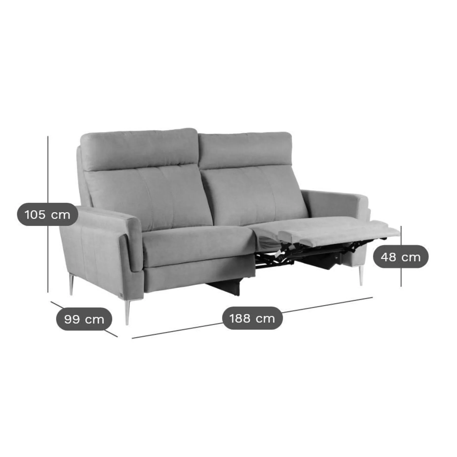 Canapés Relax>Camif Canapé relax électrique tissu Boston - - 3 places Gris Clair