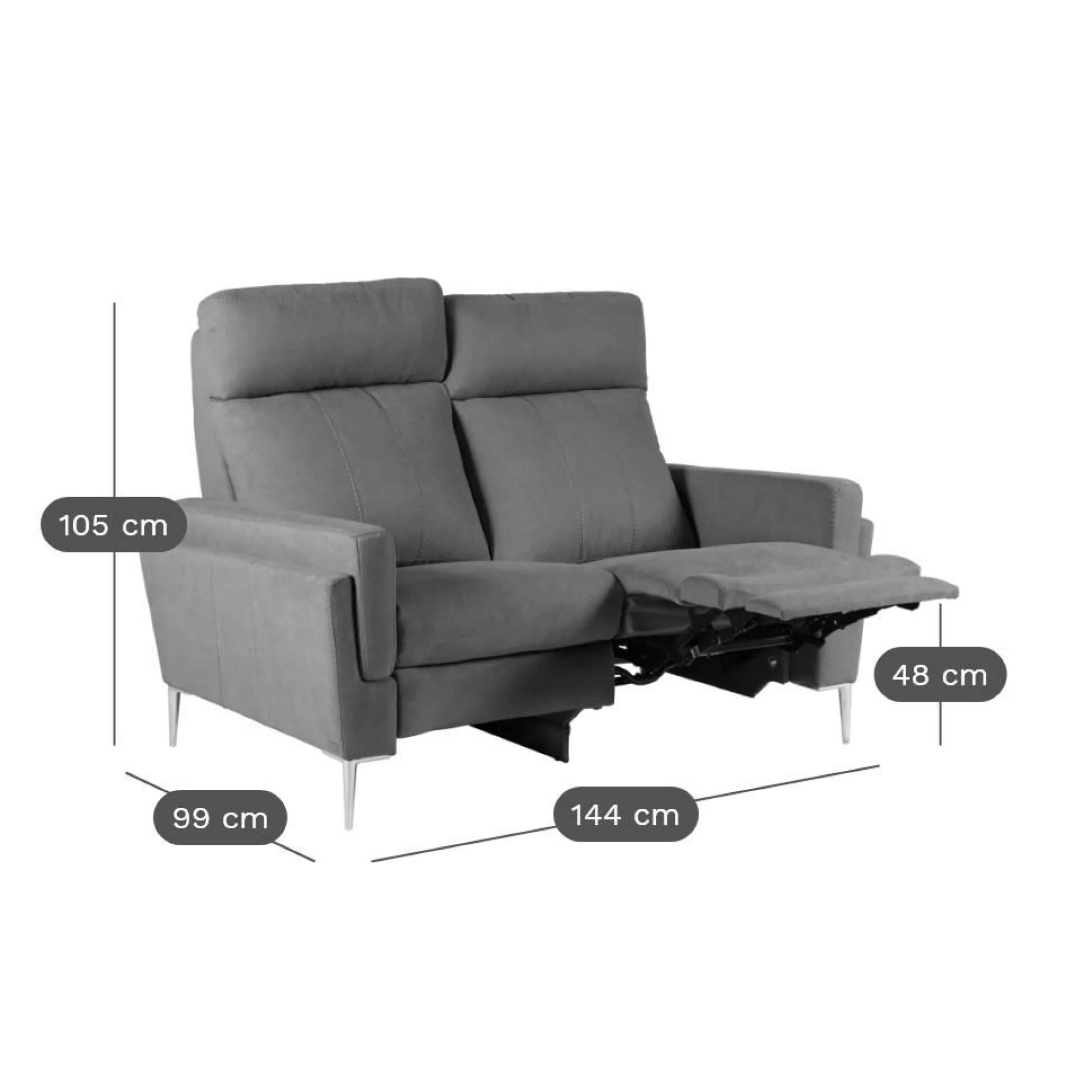 Canapés Relax>Camif Canapé relax électrique tissu Boston - - 2 places Kaki