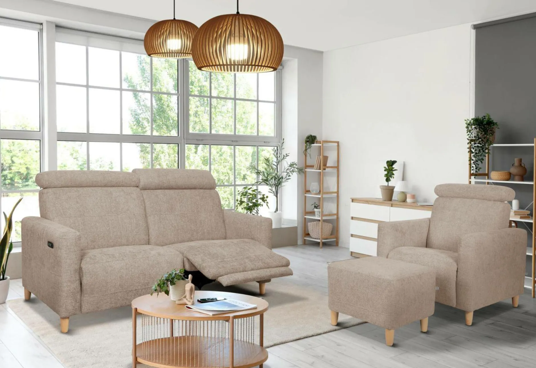 Canapés Relax>Camif Canapé relax électrique tissu Chambord - - 2 places Beige