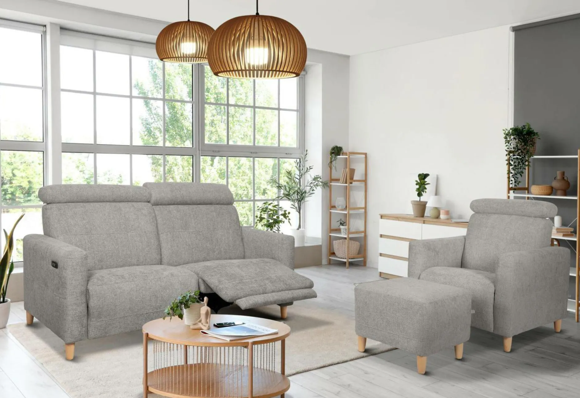 Canapés Relax>Camif Canapé relax électrique tissu Chambord - - Grand 2 places Gris