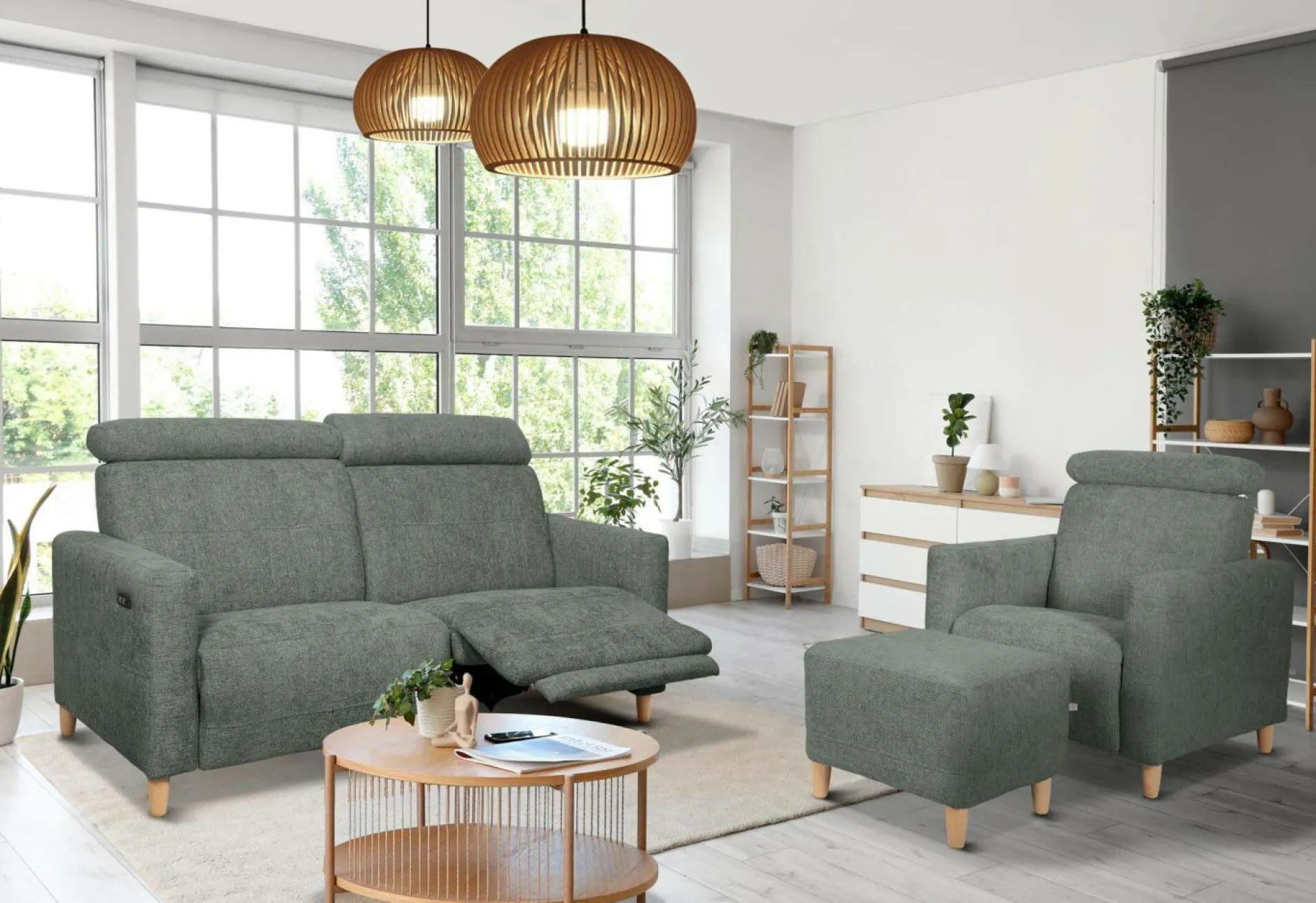 Canapés Relax>Camif Canapé relax électrique tissu Chambord - - Grand 2 places Lierre