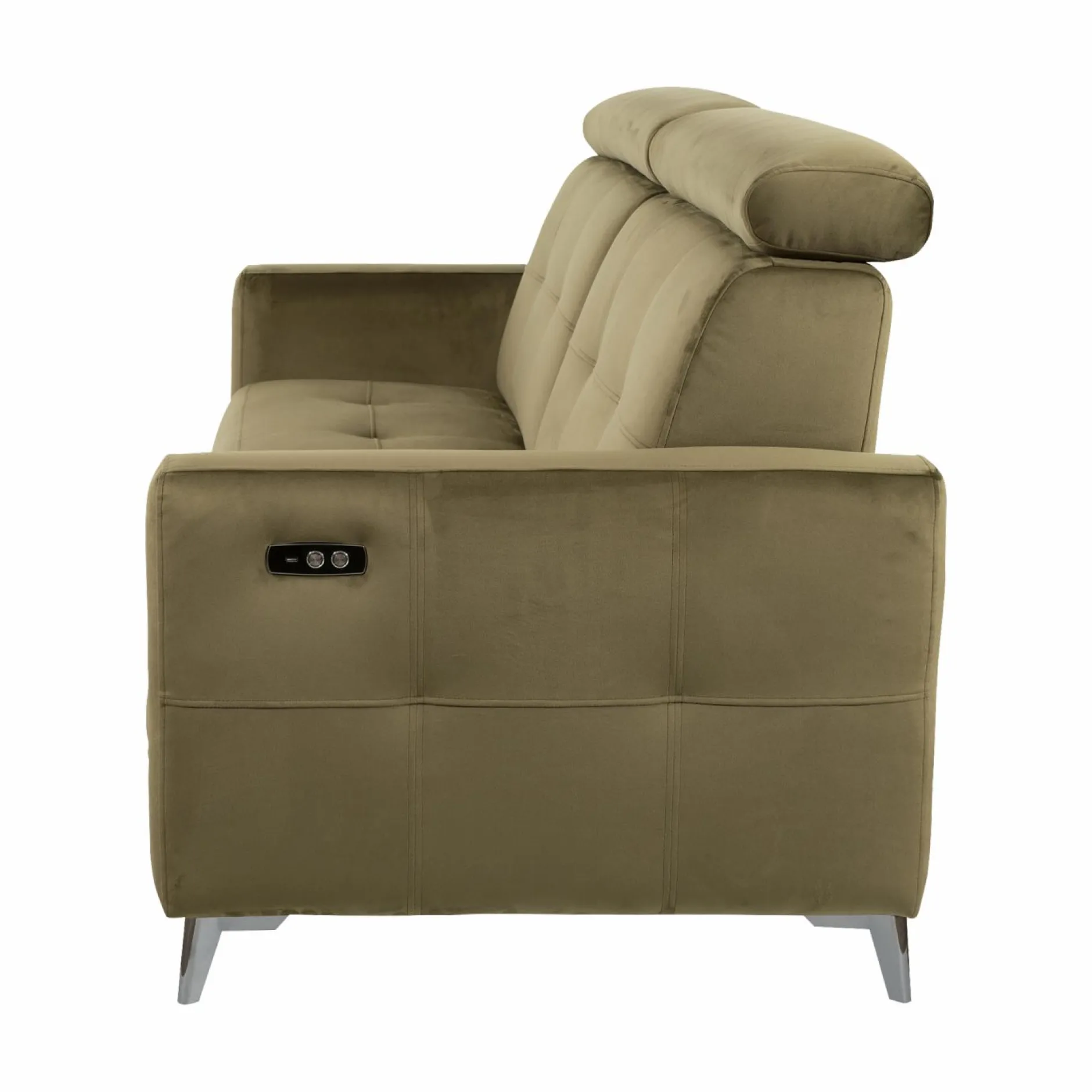 Canapés Relax>Camif Canapé relax électrique velours Cheverny - - 3 places Vert Kaki