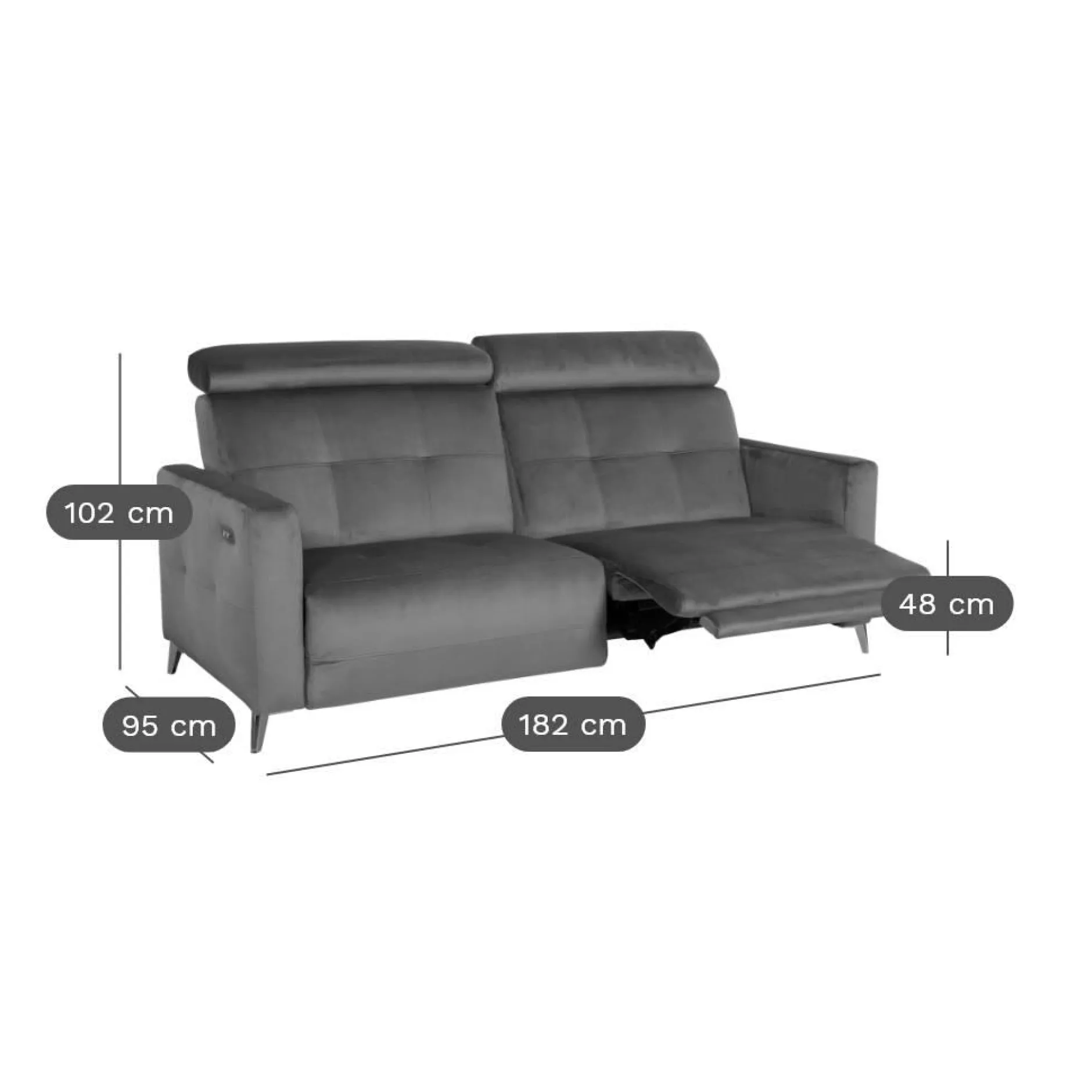 Canapés Relax>Camif Canapé relax électrique velours Cheverny - - Grand 2 places Rouille