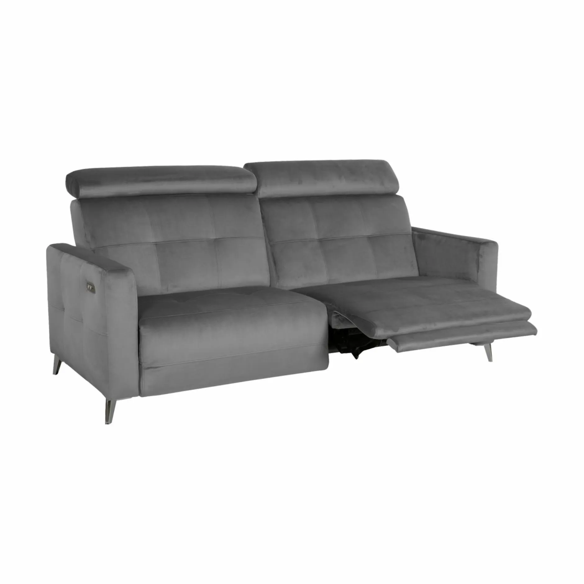Canapés Relax>Camif Canapé relax électrique velours Cheverny - - 3 places Gris Anthracite
