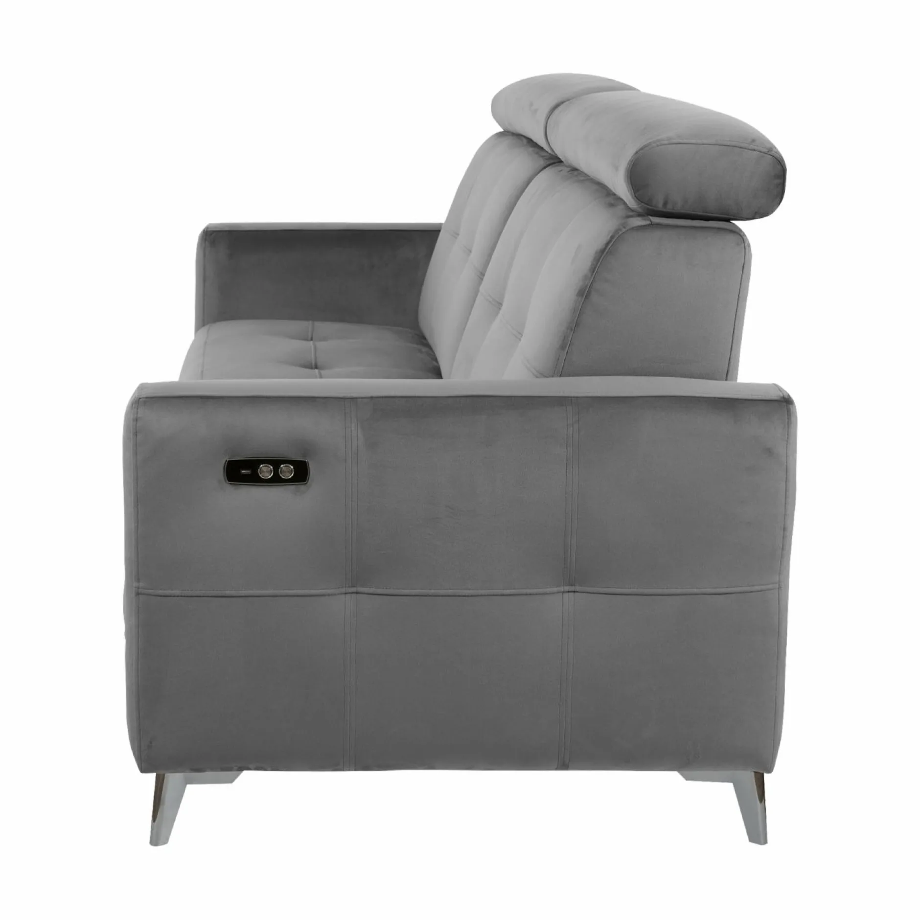 Canapés Relax>Camif Canapé relax électrique velours Cheverny - - 3 places Gris Anthracite