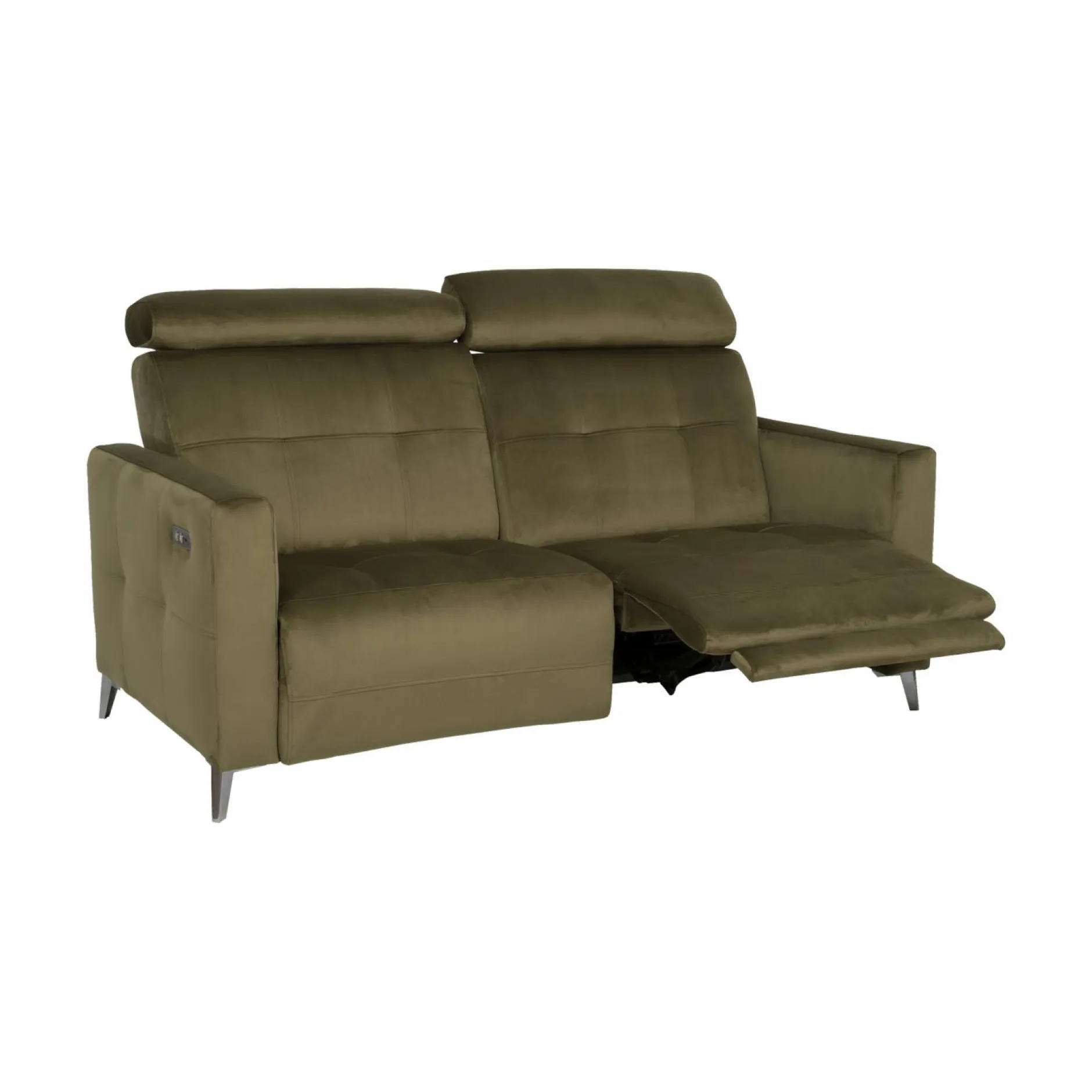 Canapés Relax>Camif Canapé relax électrique velours Cheverny - - Grand 2 places Vert Kaki