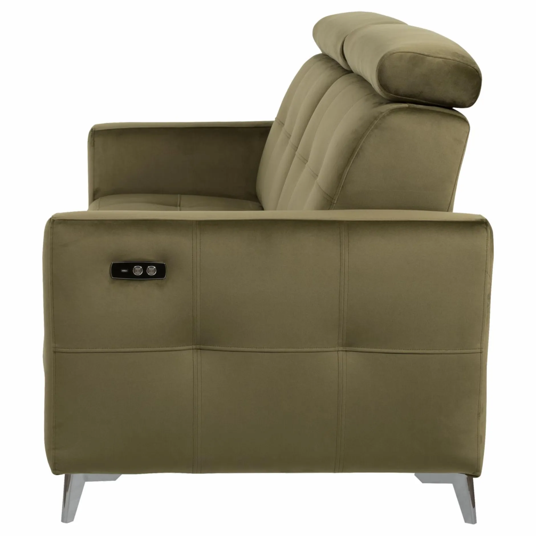 Canapés Relax>Camif Canapé relax électrique velours Cheverny - - Grand 2 places Vert Kaki