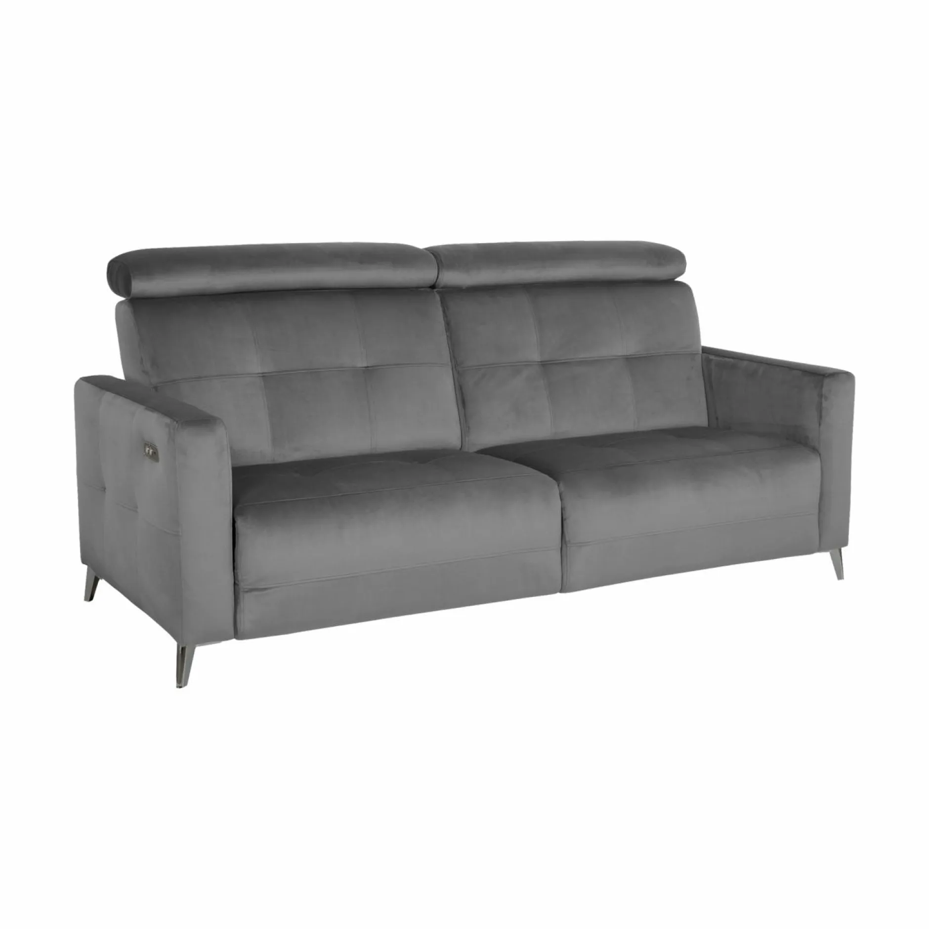 Canapés Relax>Camif Canapé relax électrique velours Cheverny - - Grand 2 places Gris Anthracite