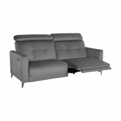 Canapés Relax>Camif Canapé relax électrique velours Cheverny - - Grand 2 places Gris Anthracite