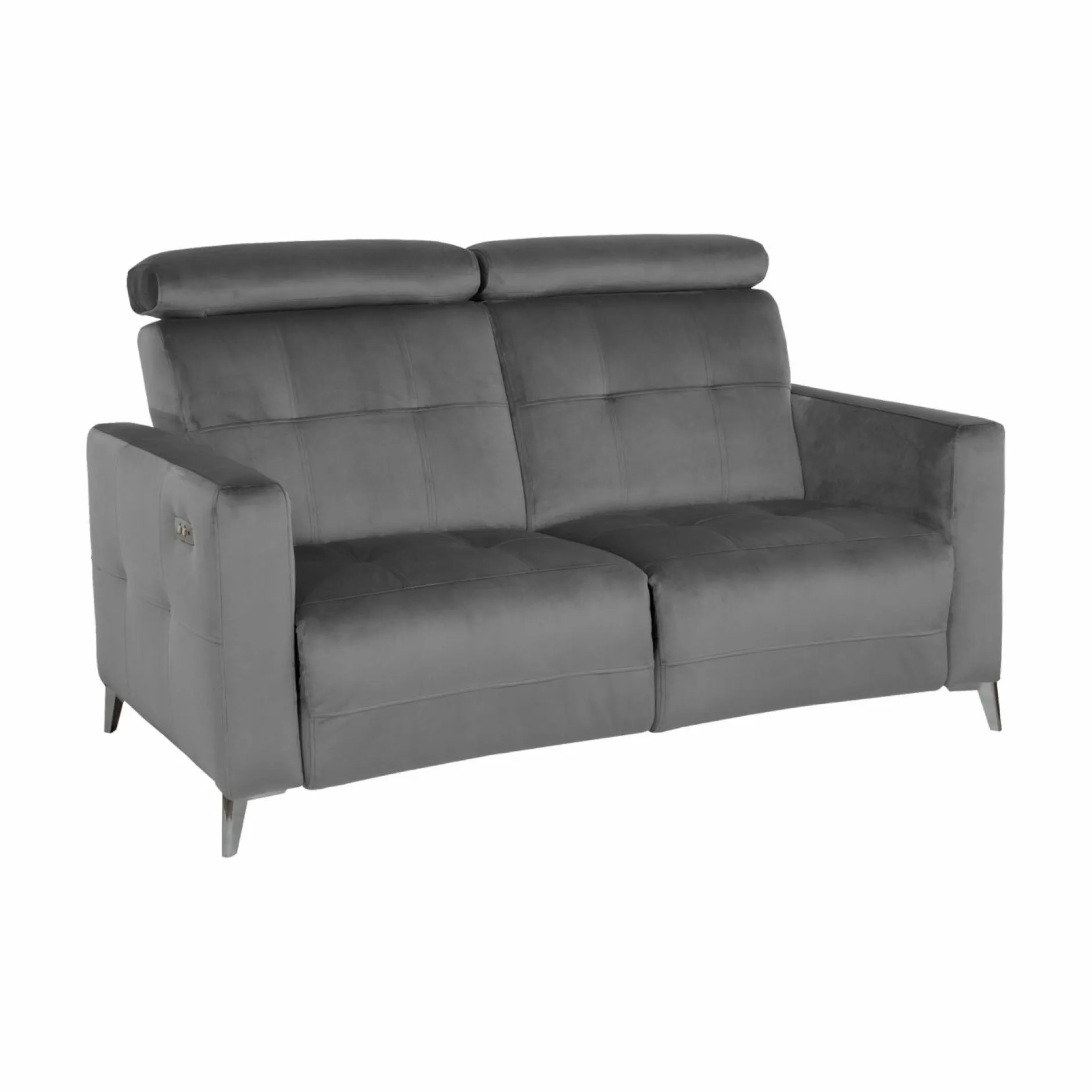 Canapés Relax>Camif Canapé relax électrique velours Cheverny - - 2 places Gris Anthracite