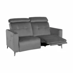 Canapés Relax>Camif Canapé relax électrique velours Cheverny - - 2 places Gris Anthracite