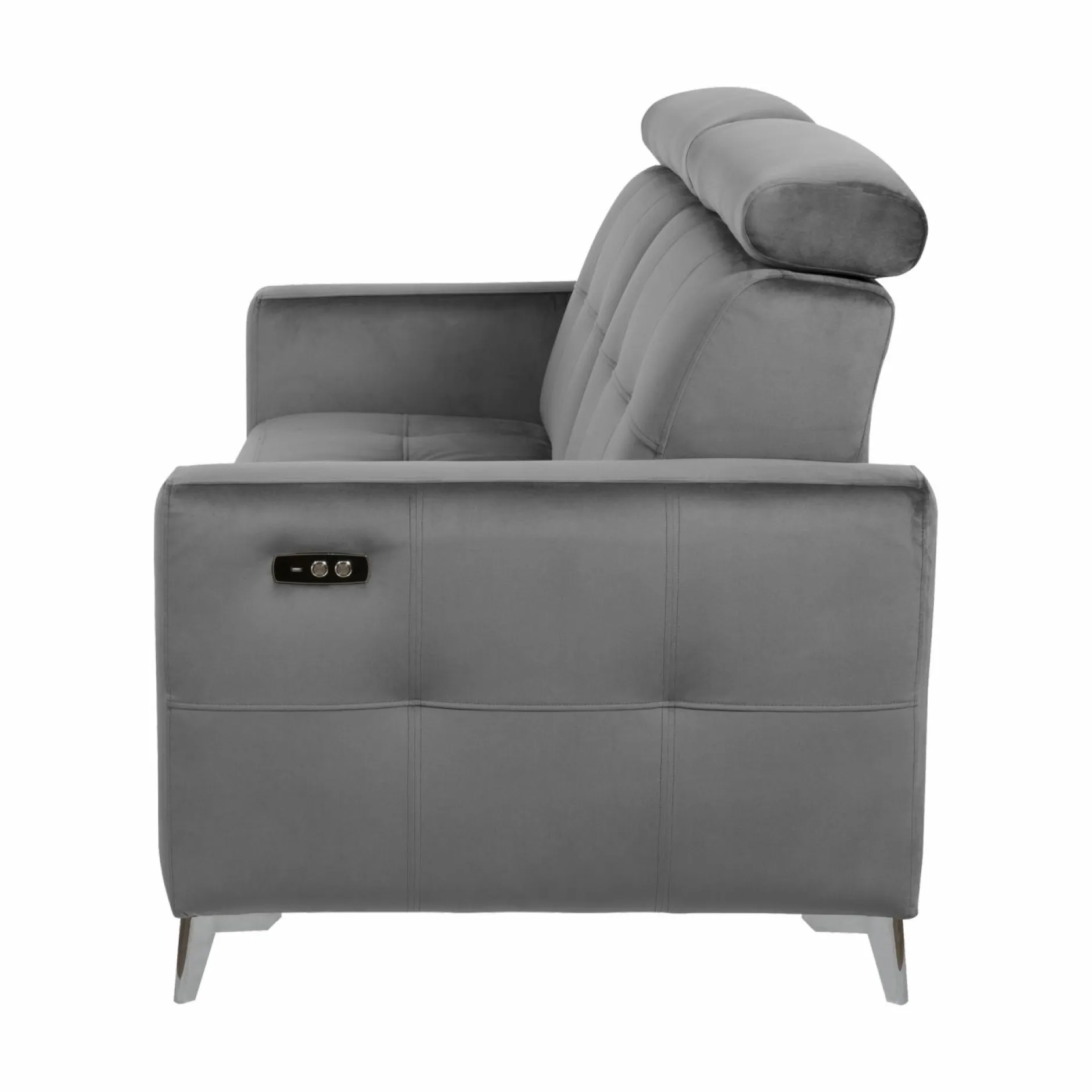 Canapés Relax>Camif Canapé relax électrique velours Cheverny - - 2 places Gris Anthracite