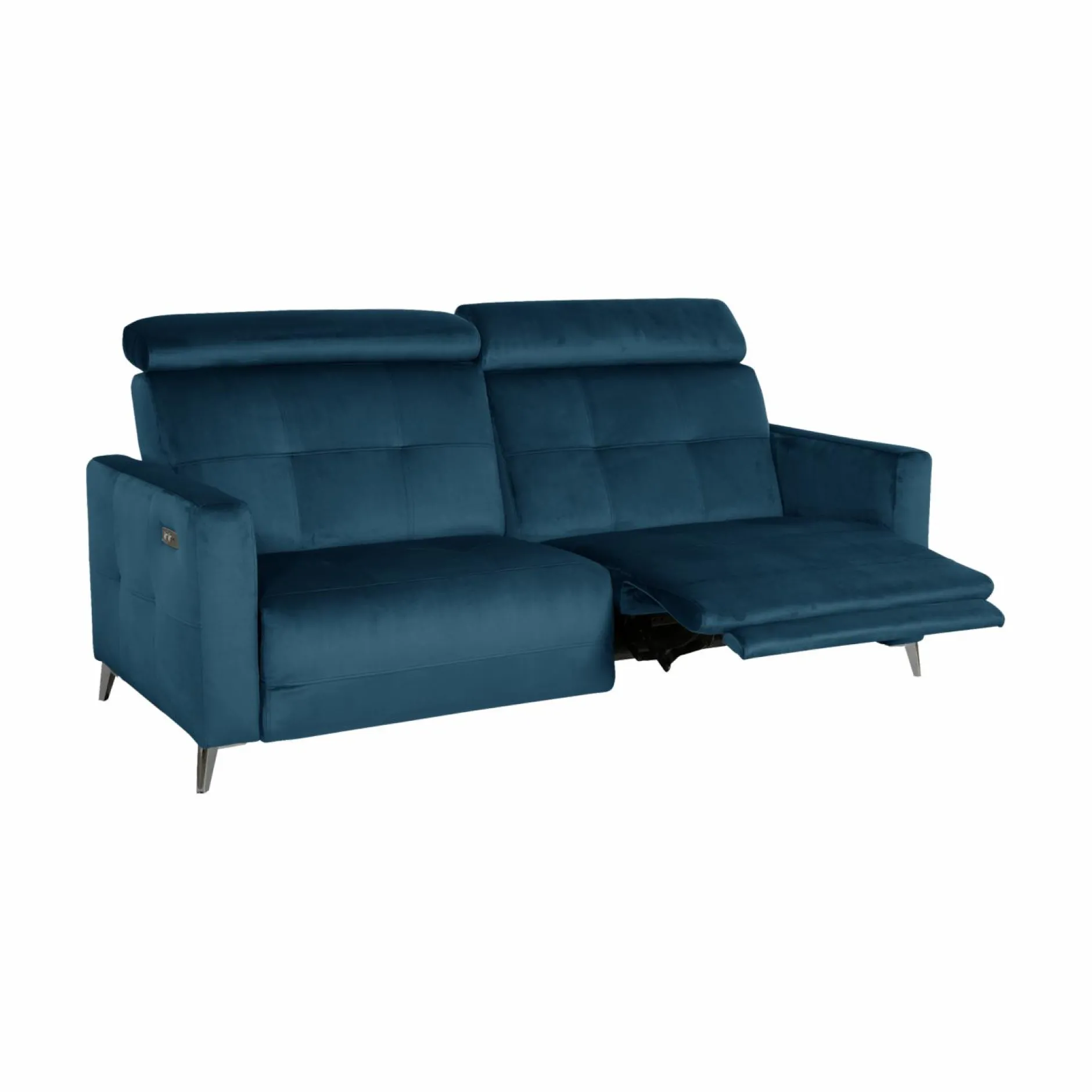 Canapés Relax>Camif Canapé relax électrique velours Cheverny - - 3 places Bleu Canard