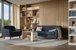 Canapés Droits|Canapés Fixes>Camif Canapé tissu Agathe - - 3 places Bleu