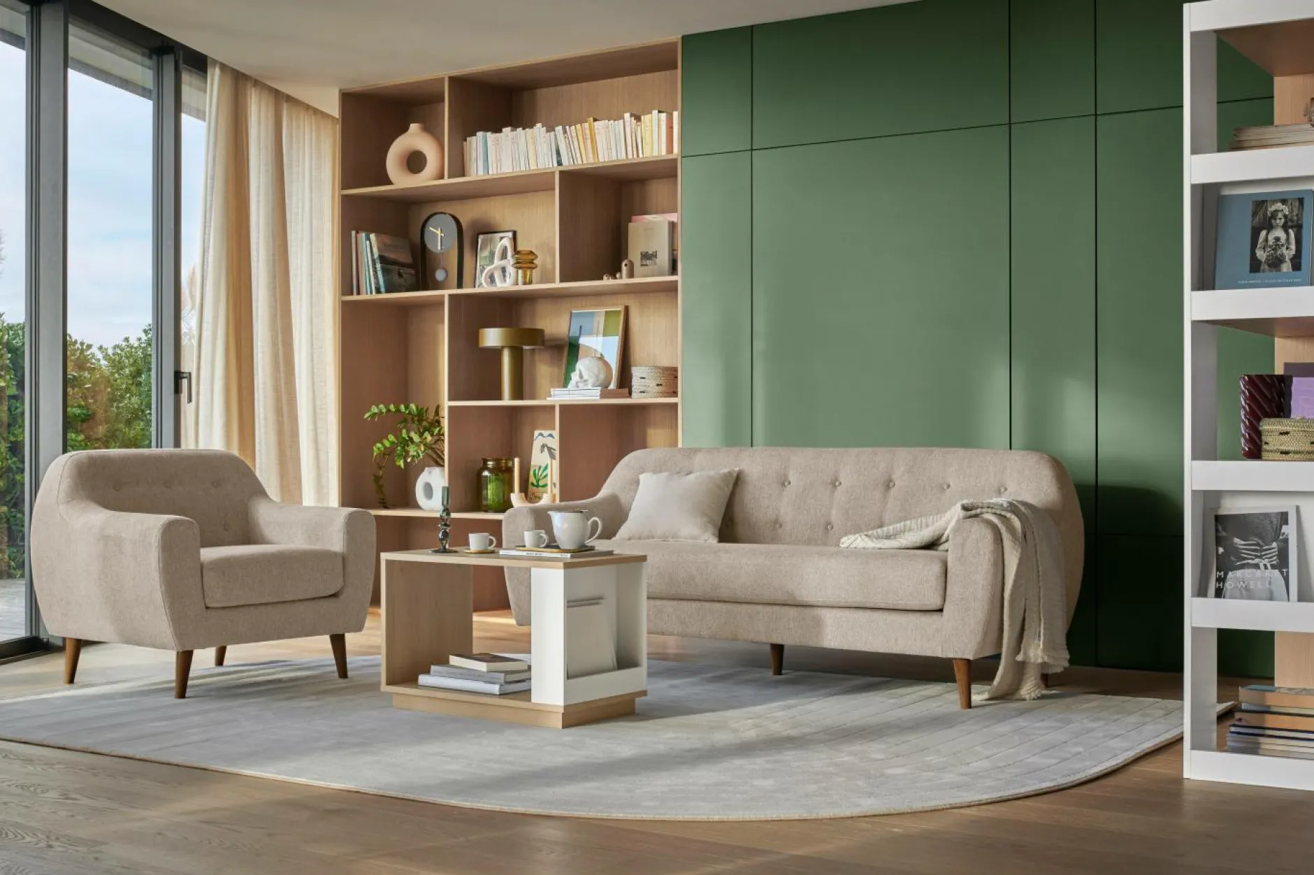 Canapés Droits|Canapés Fixes>Camif Canapé tissu Agathe - - 3 places Crème