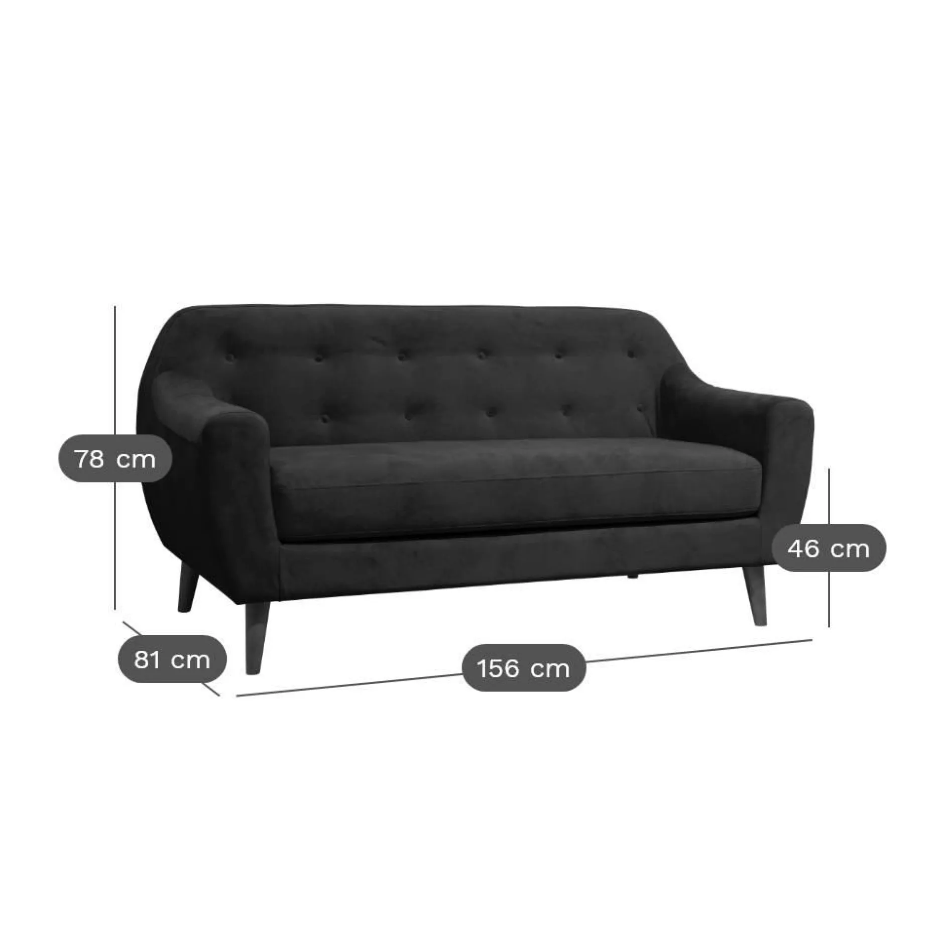 Canapés Droits|Canapés Fixes>Camif Canapé tissu Agathe - - 2 places Gris Clair