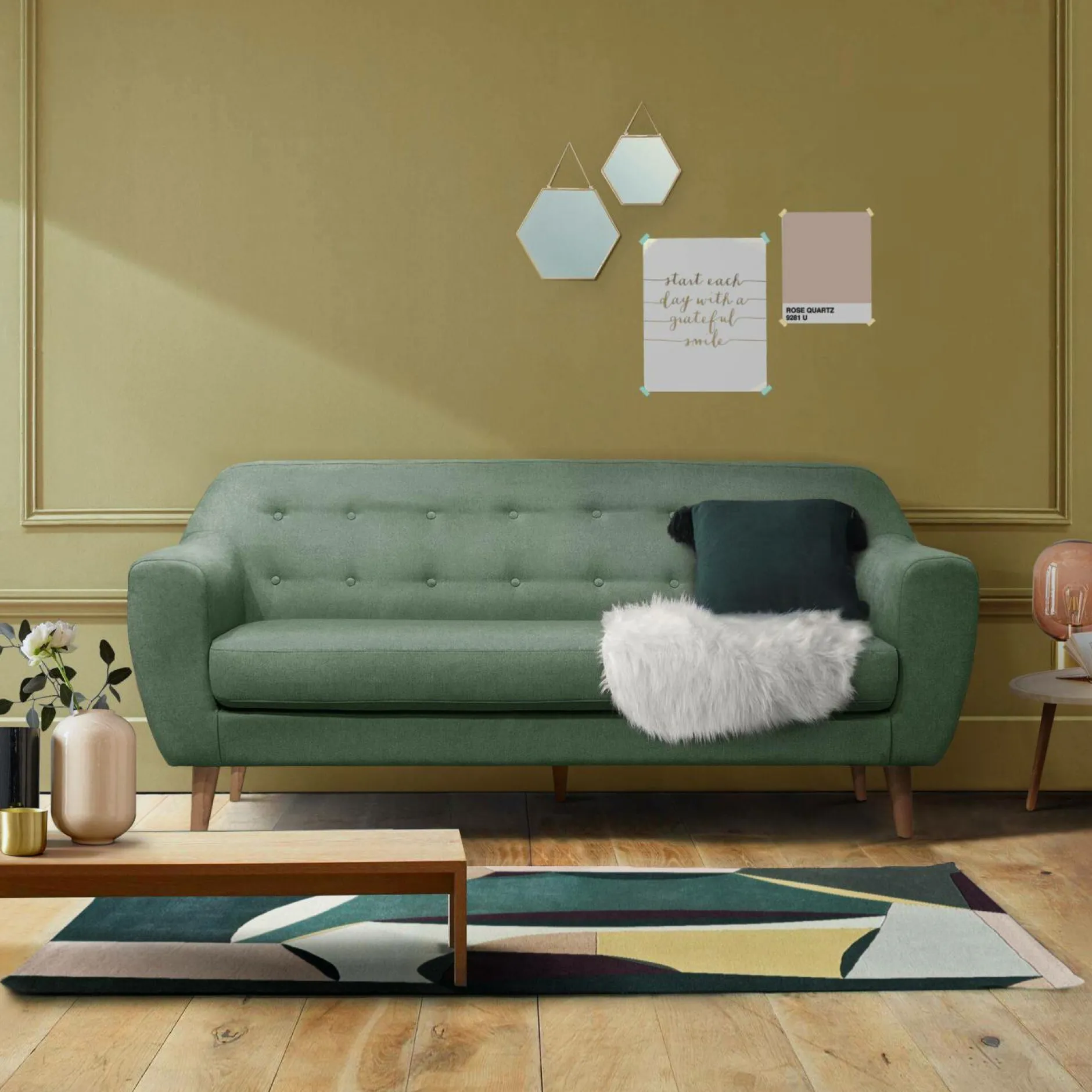 Canapés Fixes>Camif Canapé tissu Agathe - - 3 places Menthe