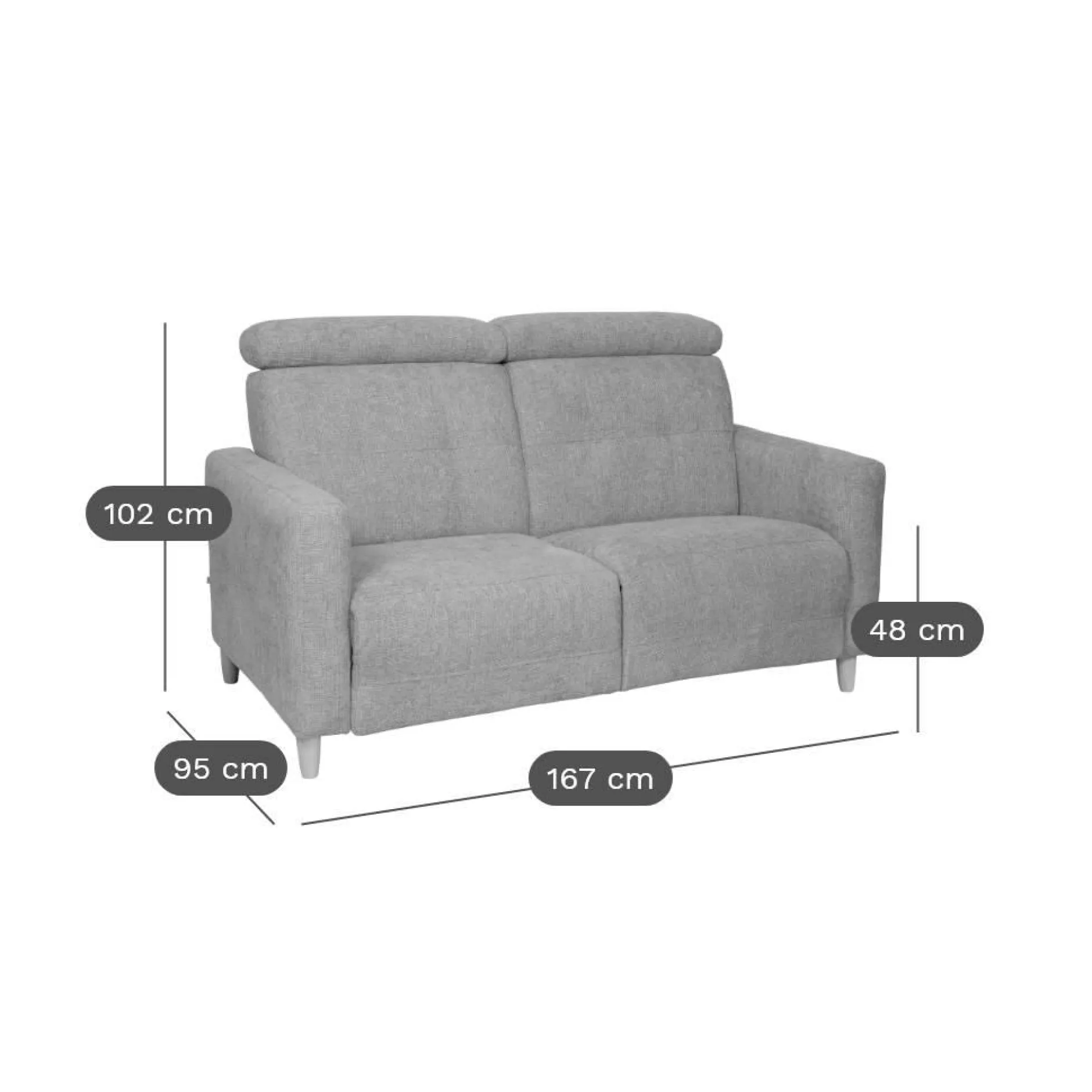 Canapés Fixes>Camif Canapé tissu Chambord - - 2 places Lierre