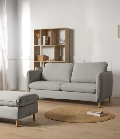 Canapés Droits|Canapés Fixes>Camif Canapé tissu chenillé Portimo - Gris Clair