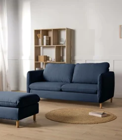 Canapés Droits|Canapés Fixes>Camif Canapé tissu chenillé Portimo - Marine