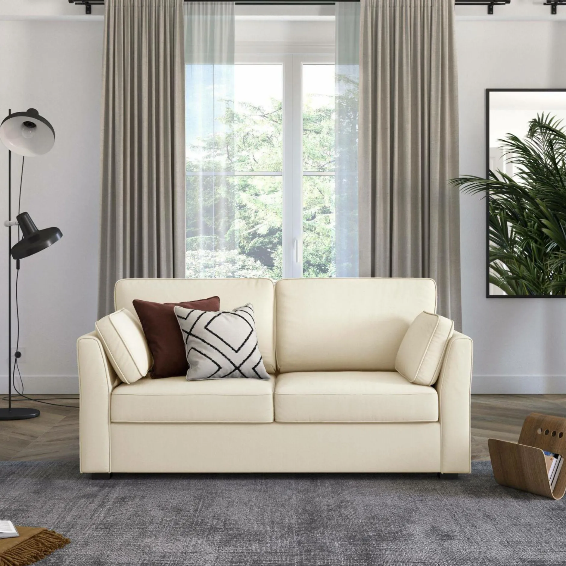 Canapés Droits|Canapés Fixes>Camif Canapé tissu coton déhoussable Marbella - - 2 places Beige