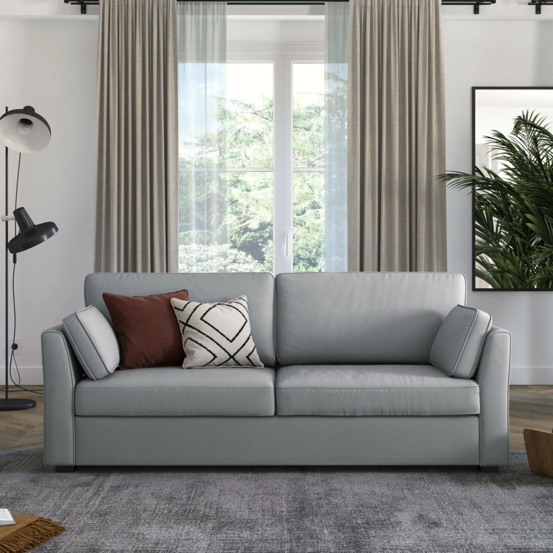 Canapés Droits|Canapés Fixes>Camif Canapé tissu coton déhoussable Marbella - - 3 places Gris