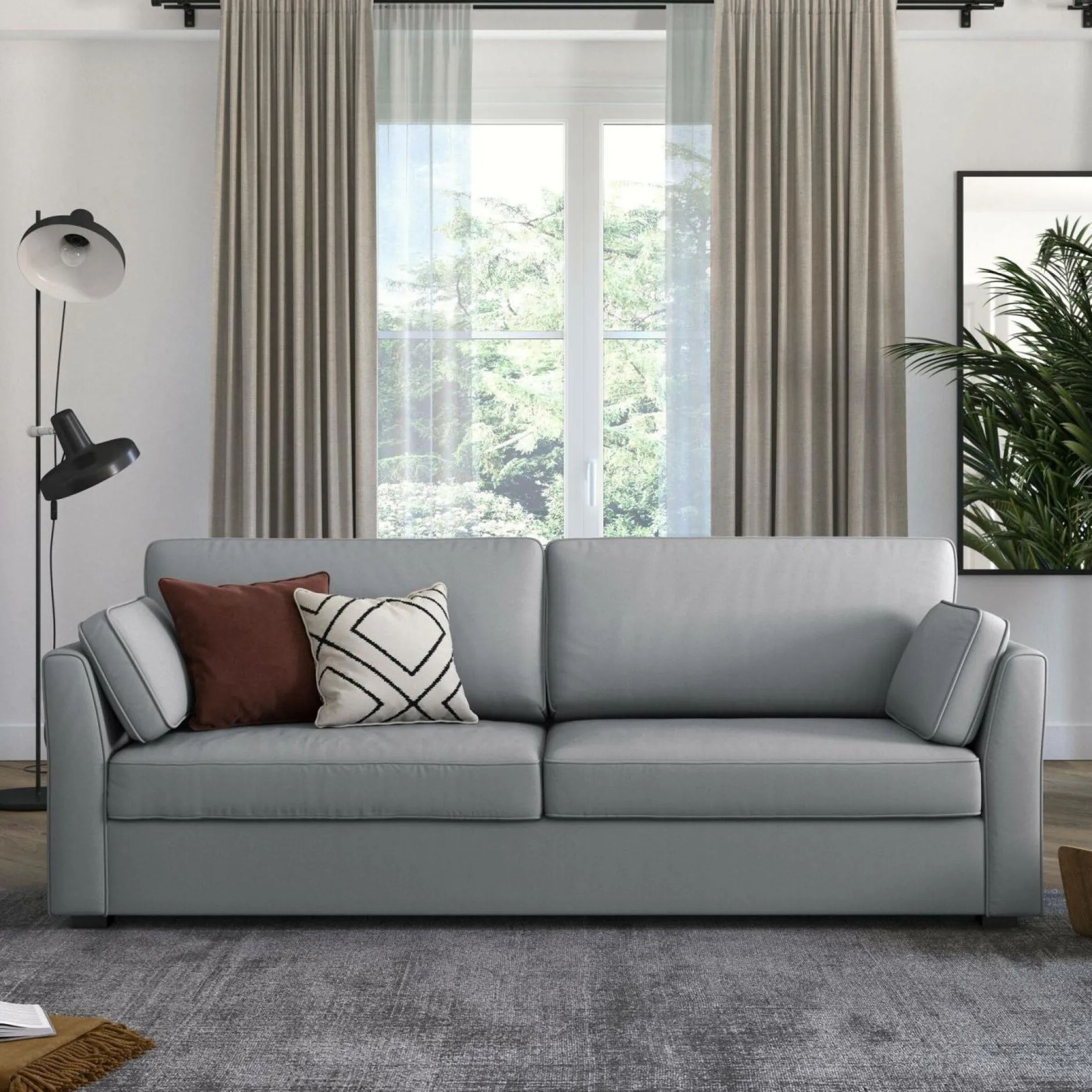 Canapés Droits|Canapés Fixes>Camif Canapé tissu coton déhoussable Marbella - - 4 places Gris