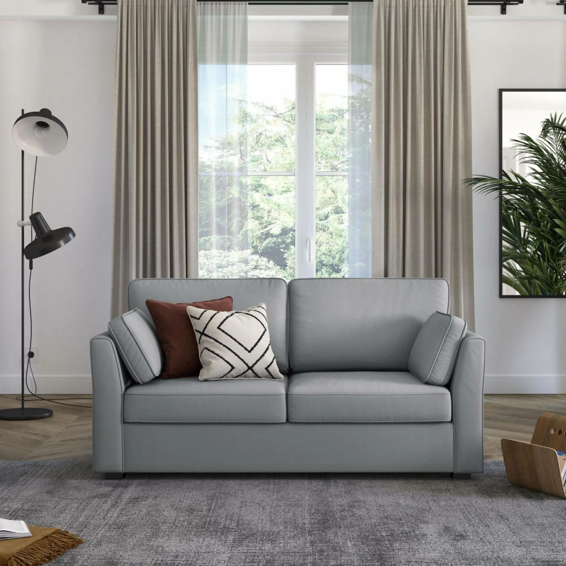 Canapés Droits|Canapés Fixes>Camif Canapé tissu coton déhoussable Marbella - - 2 places Gris