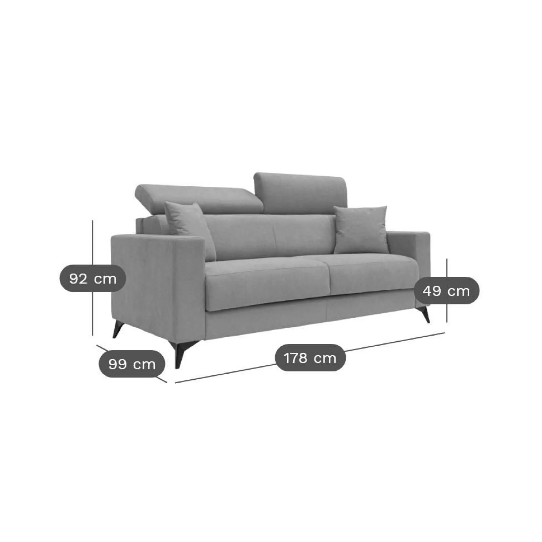 Canapés Droits|Canapés Fixes>Camif Canapé tissu déhoussable Alden - - Grand 2 places Gris