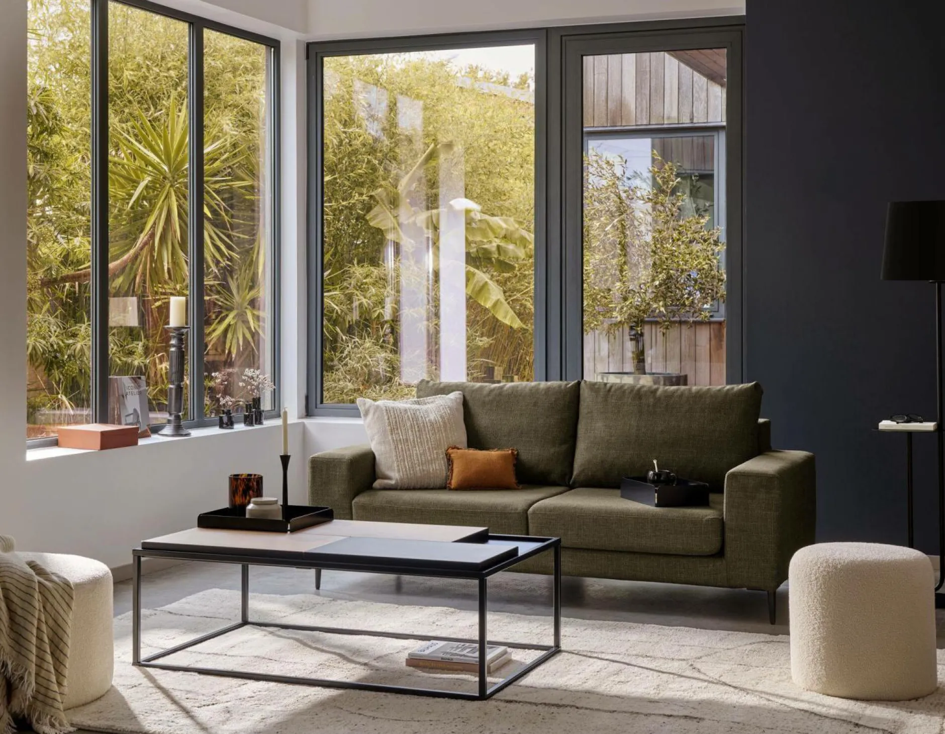 Canapés Fixes>Camif Canapé tissu déhoussable Morgan - - 3 places Vert Forêt