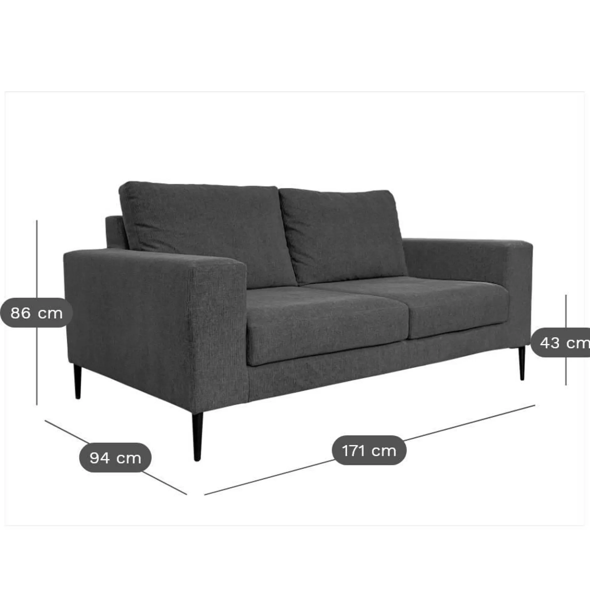 Canapés Fixes>Camif Canapé tissu déhoussable Morgan - - 2 places Vert Forêt