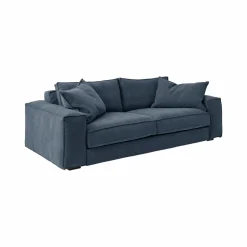 Canapés Fixes>Camif Canapé tissu effet lin Martin - - 4 places Bleu