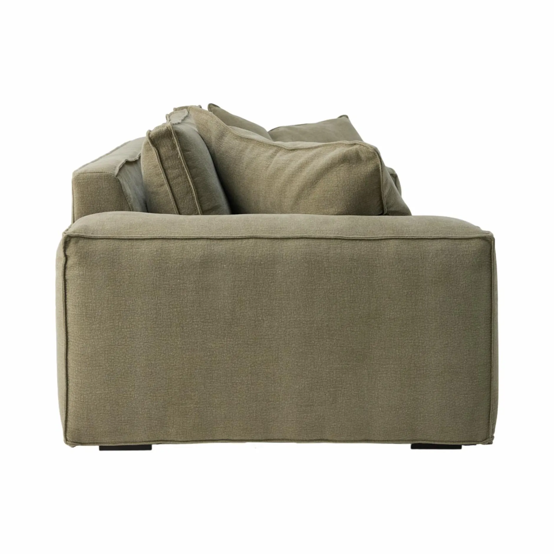 Canapés Fixes>Camif Canapé tissu effet lin Martin - - 3 places Vert Olive