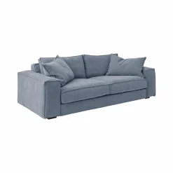 Canapés Fixes>Camif Canapé tissu effet lin Martin - - 3 places Bleu Clair