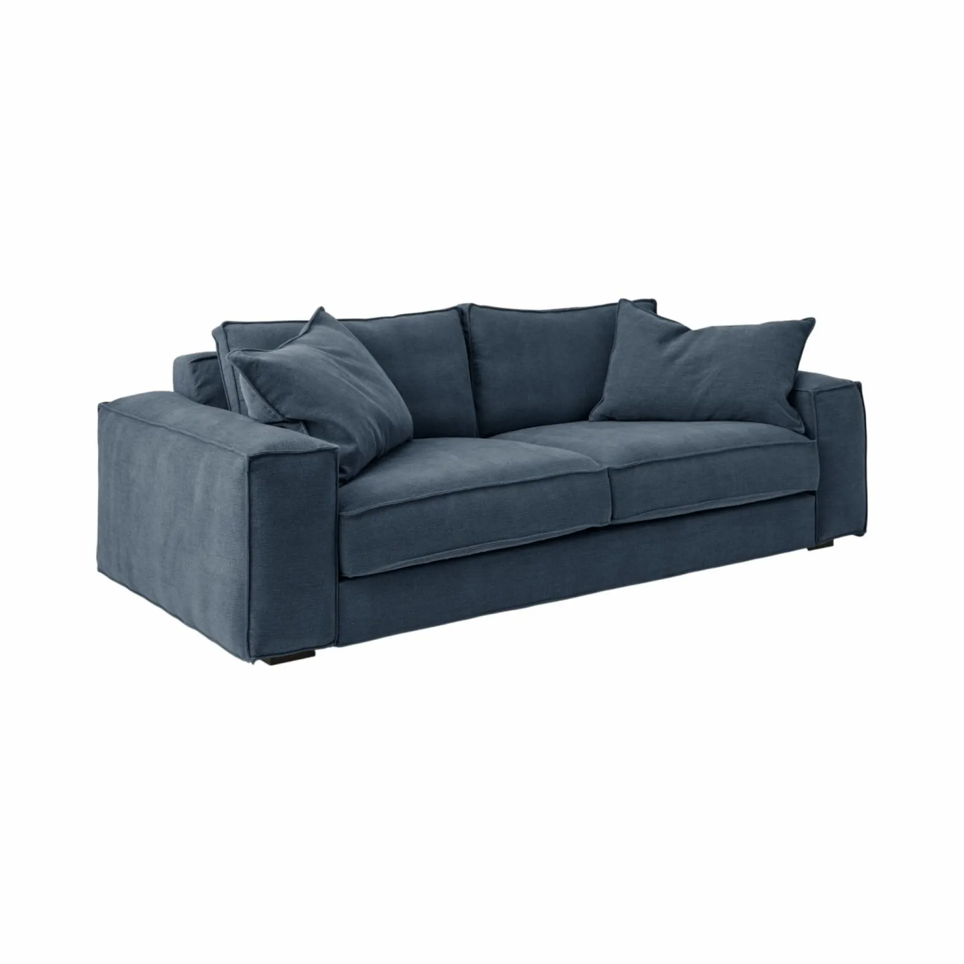 Canapés Fixes>Camif Canapé tissu effet lin Martin - - 3 places Bleu