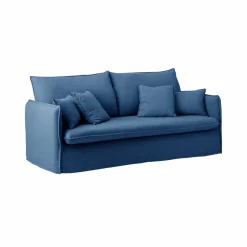 Canapés Fixes>Camif Canapé tissu effet lin Orphée - - 3 places Bleu