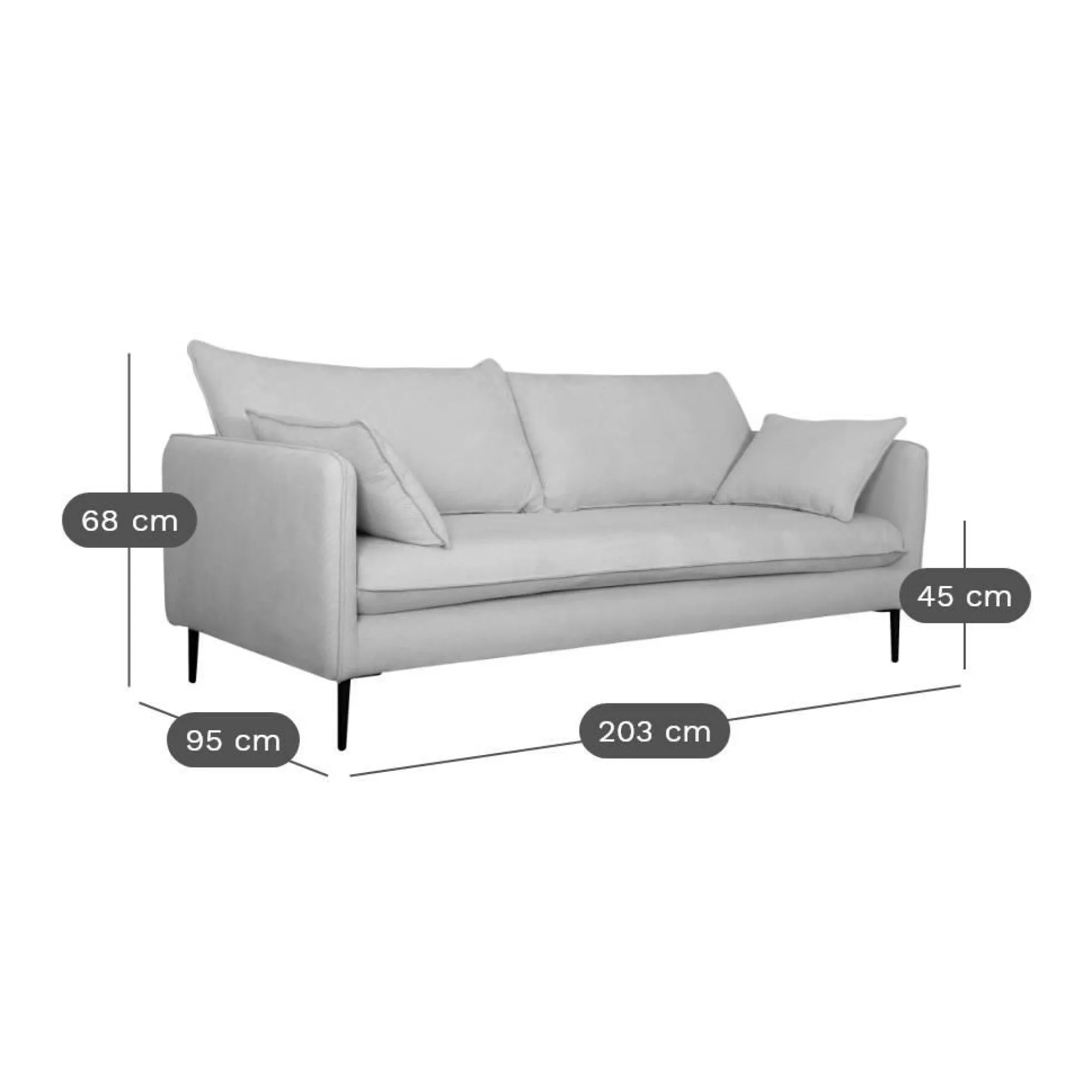 Canapés Droits|Canapés Fixes>Camif Canapé tissu Oden - - 4 places Gris