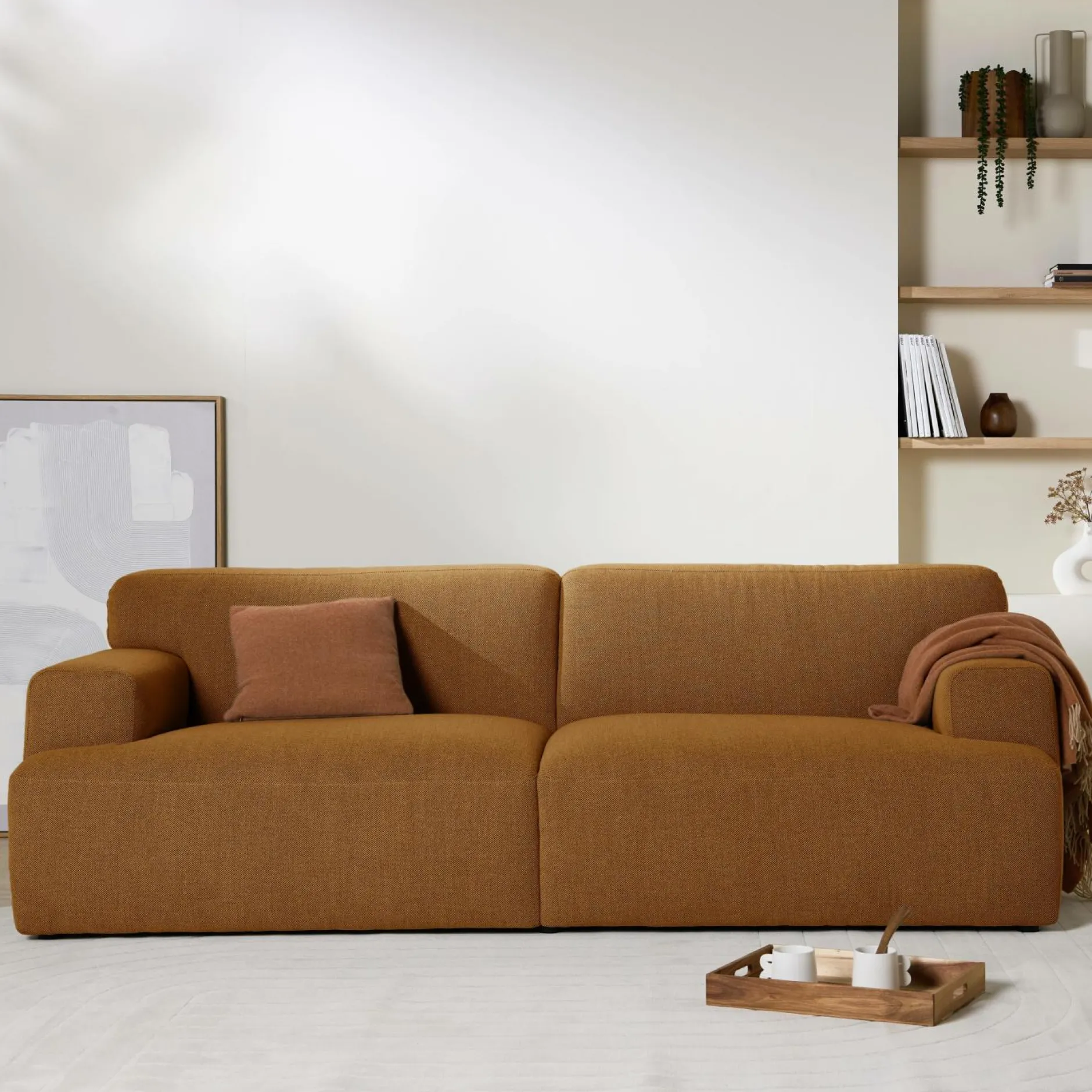 Canapés Droits|Canapés Fixes>Camif Canapé tissu Pavel - Moutarde