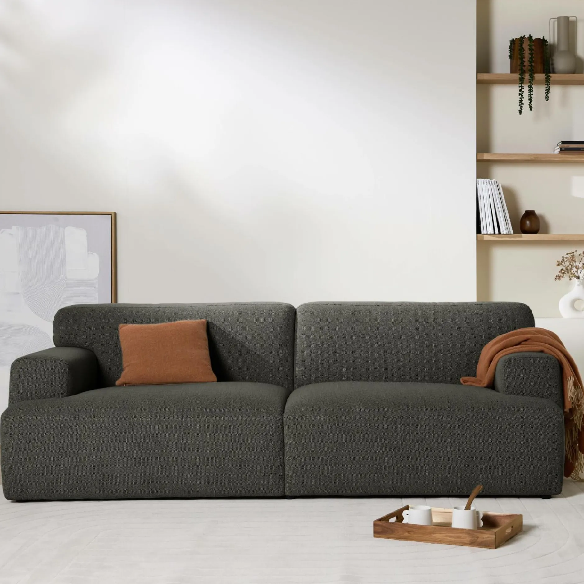 Canapés Droits|Canapés Fixes>Camif Canapé tissu Pavel - Vert Foncé