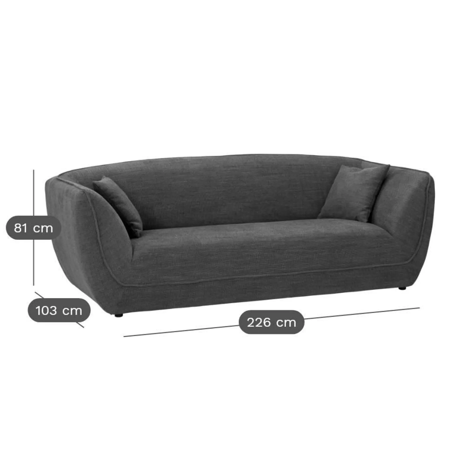 Canapés Droits|Canapés Fixes>Camif Canapé tissu Phara - Acier