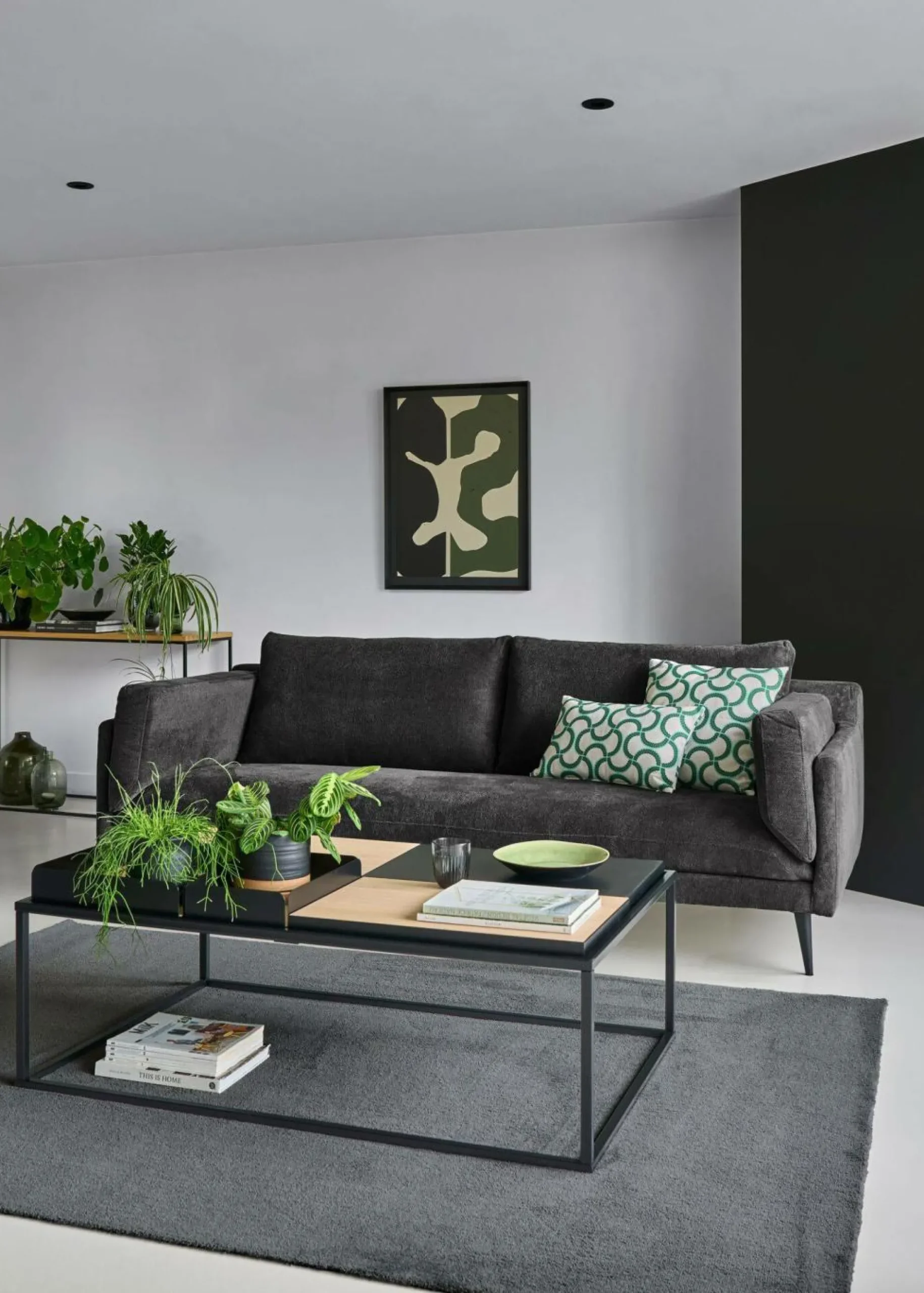 Canapés Droits|Canapés Fixes>Camif Canapé tissu recyclé Olivier - - 2 places Anthracite