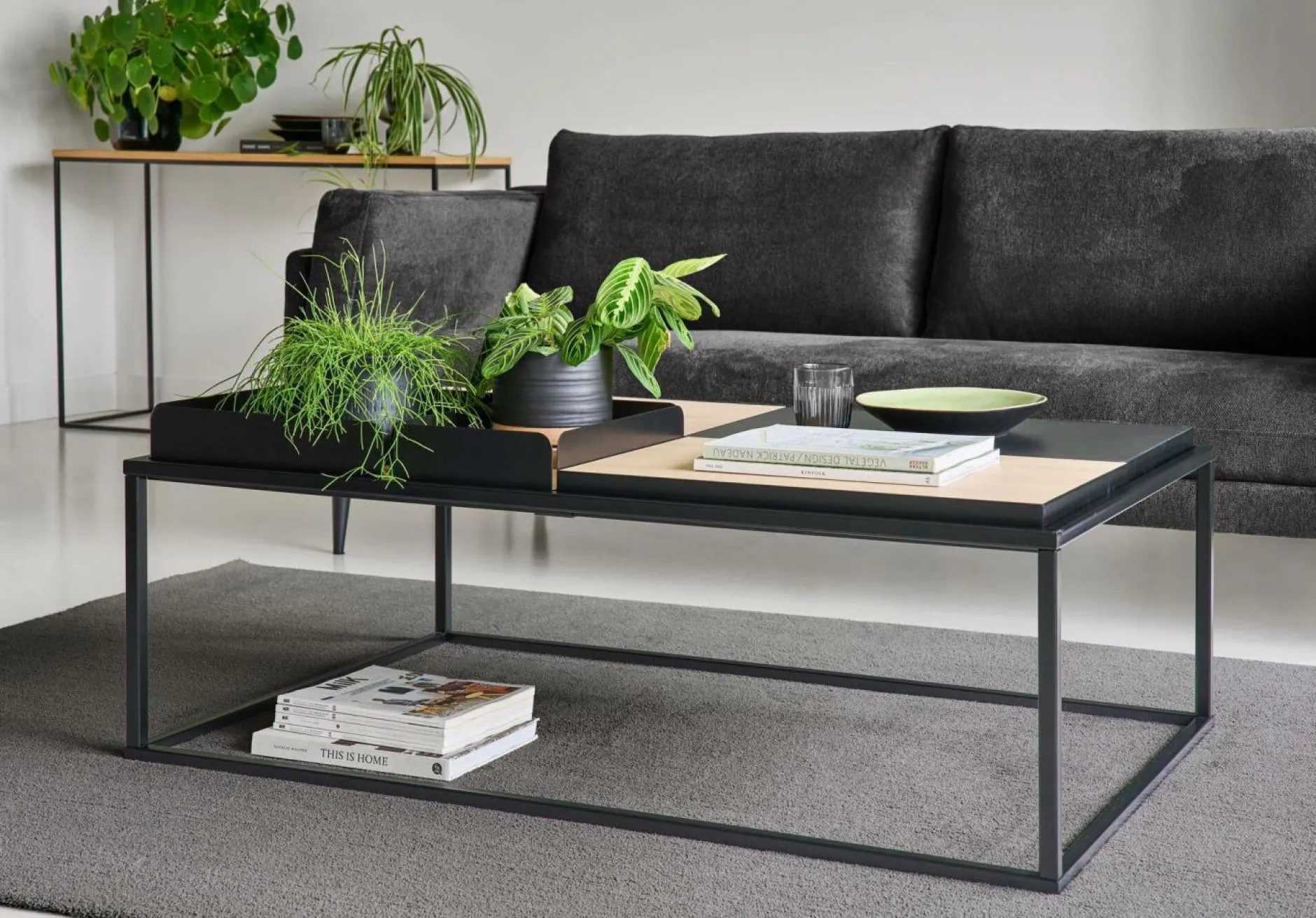 Canapés Droits|Canapés Fixes>Camif Canapé tissu recyclé Olivier - - 4 places Anthracite