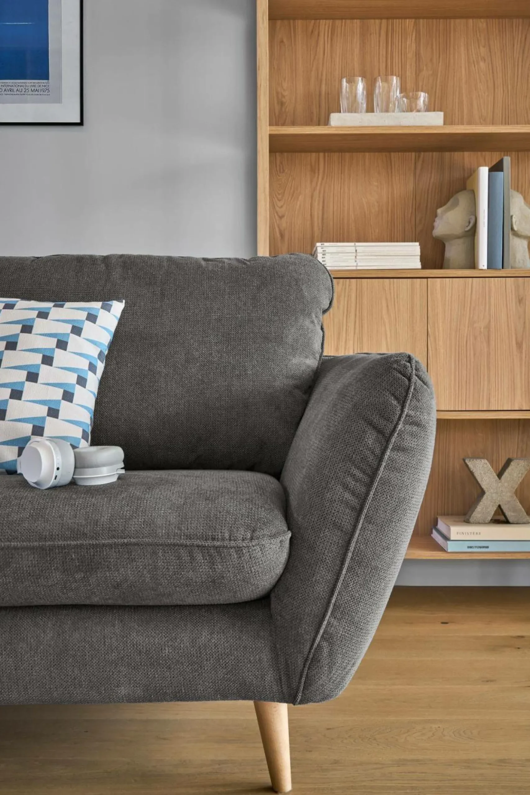 Canapés Droits|Canapés Fixes>Camif Canapé tissu structuré Persson - - 3 places Gris