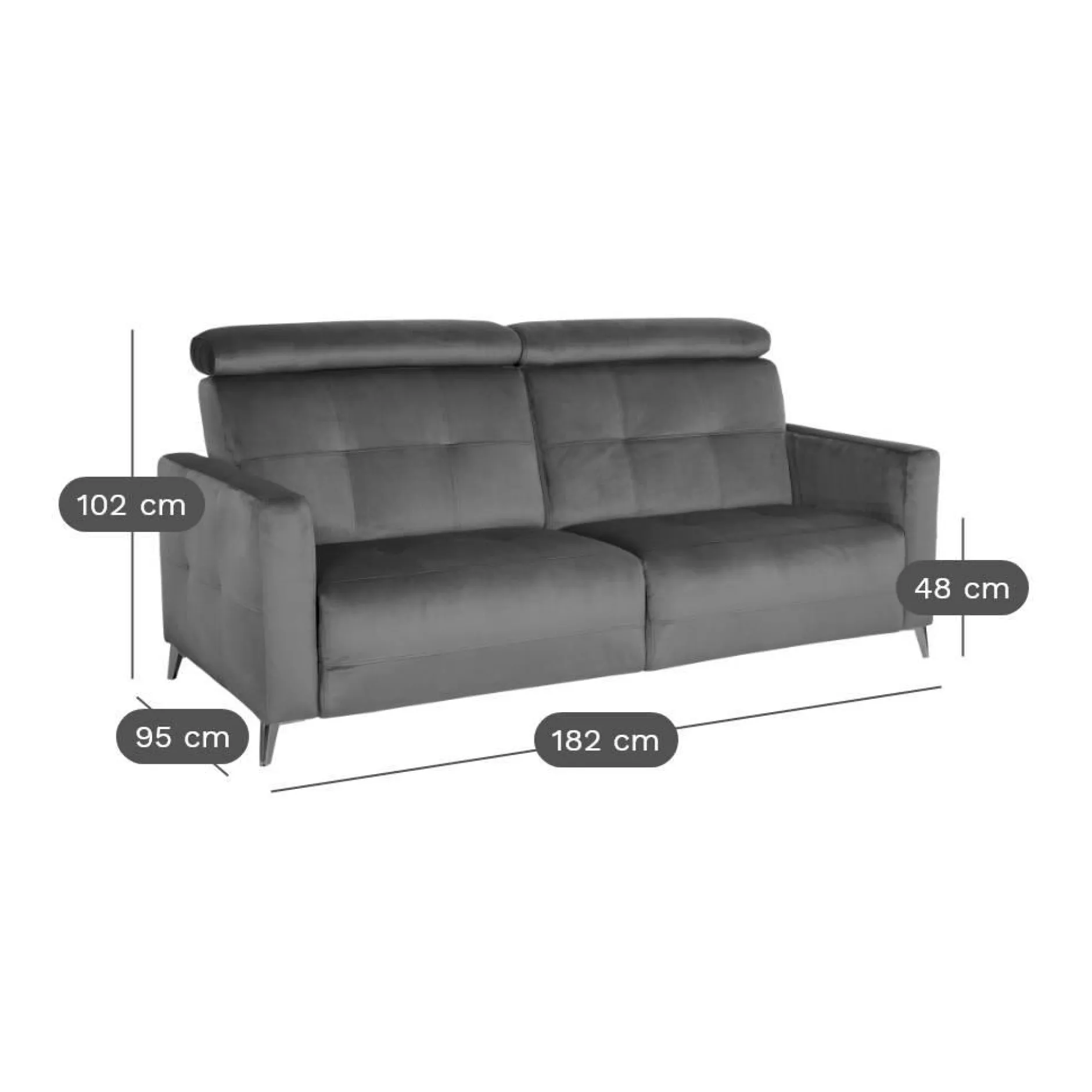 Canapés Fixes>Camif Canapé velours Cheverny - - Grand 2 places Rouille