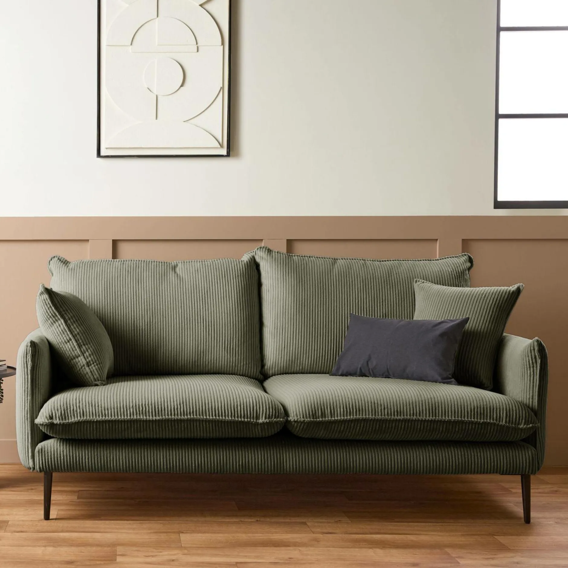 Canapés Fixes>Camif Canapé velours côtelé Oréa - - 3 places Vert