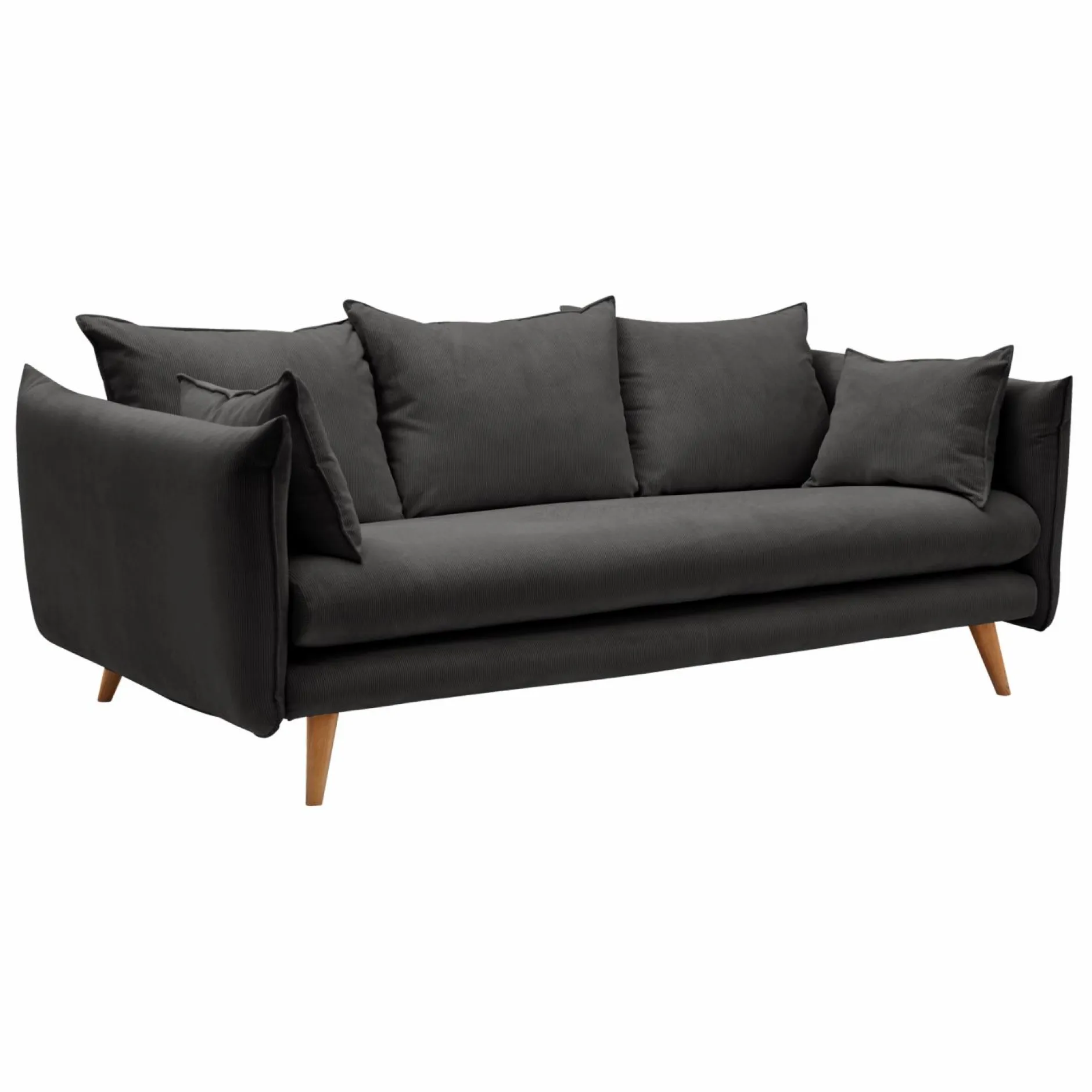 Canapés Droits|Canapés Fixes>Camif Canapé velours côtelé Orion - - 4 places Anthracite